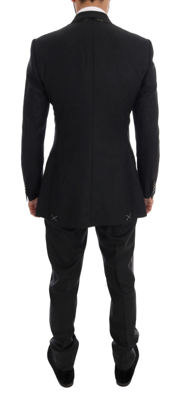 Dolce & Gabbana Gray Wool Double Breasted 3 Piece Suit