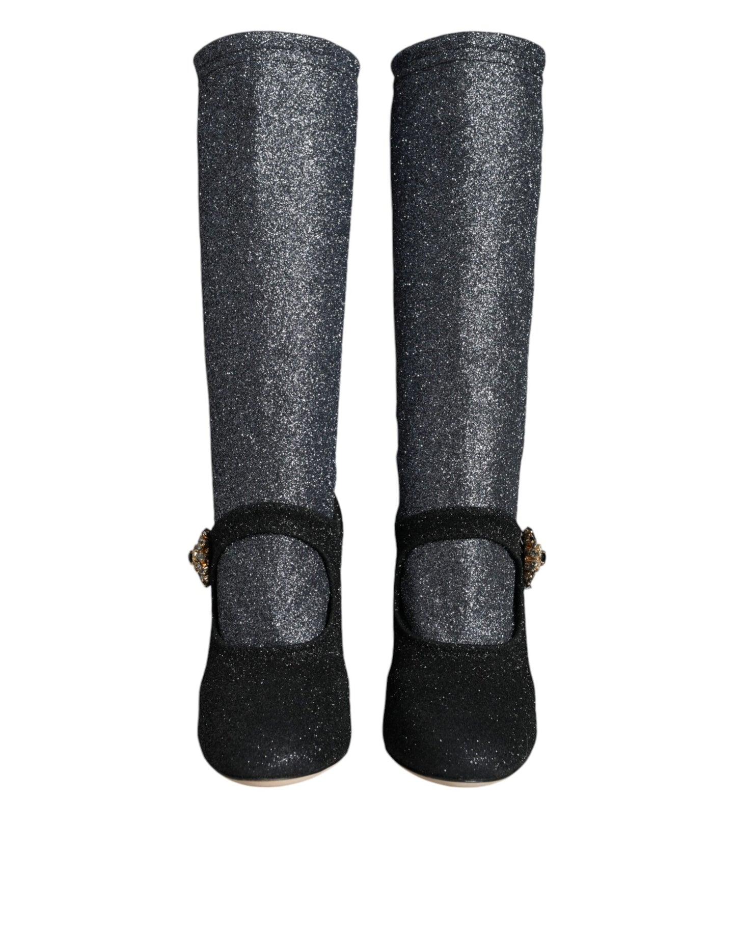 Dolce &amp; Gabbana Svarta Kristall Mary Janes Stövlar Skor