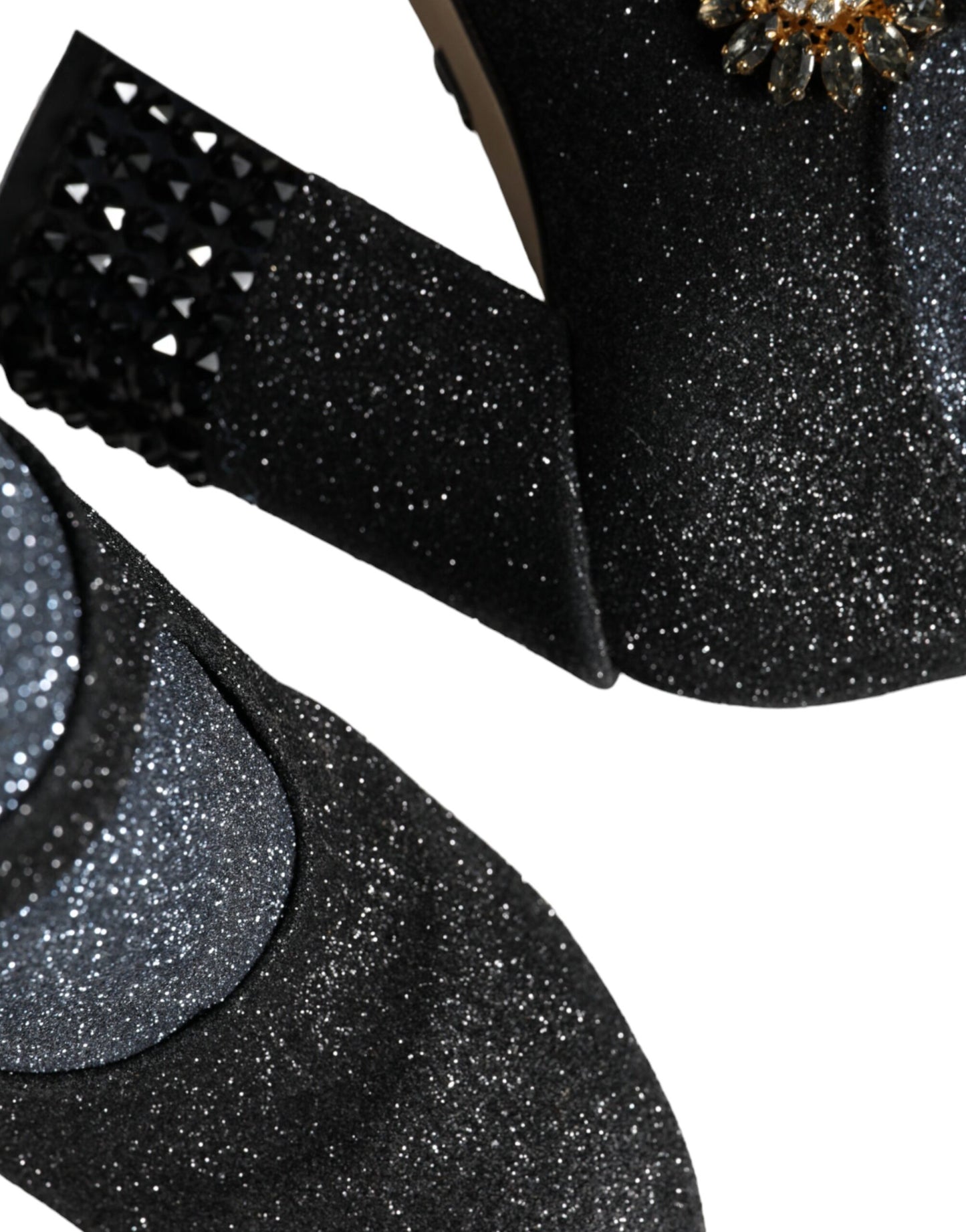 Dolce &amp; Gabbana Svarta Kristall Mary Janes Stövlar Skor