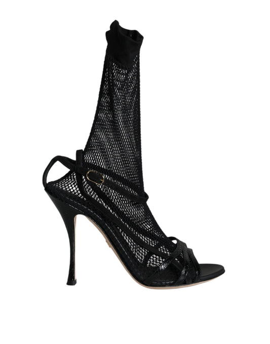 Dolce & Gabbana svarta stilettklackar i mesh sandaler skor
