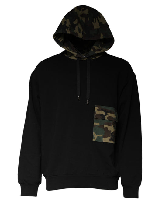 Dolce &amp; Gabbana Svart Kamouflage Hoodie Tröja