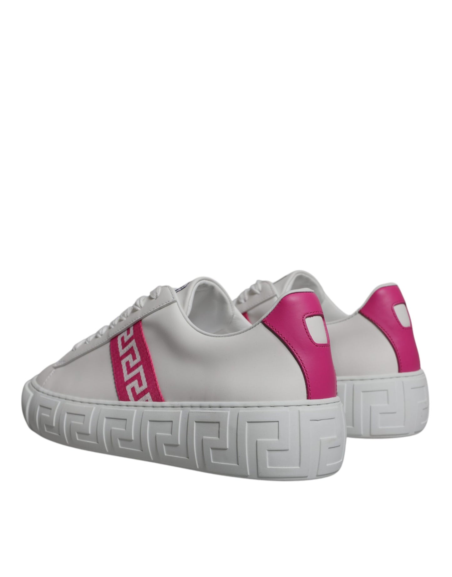 Versace Vita Rosa Greca Mönstrade Platå Låga Sneakers Skor