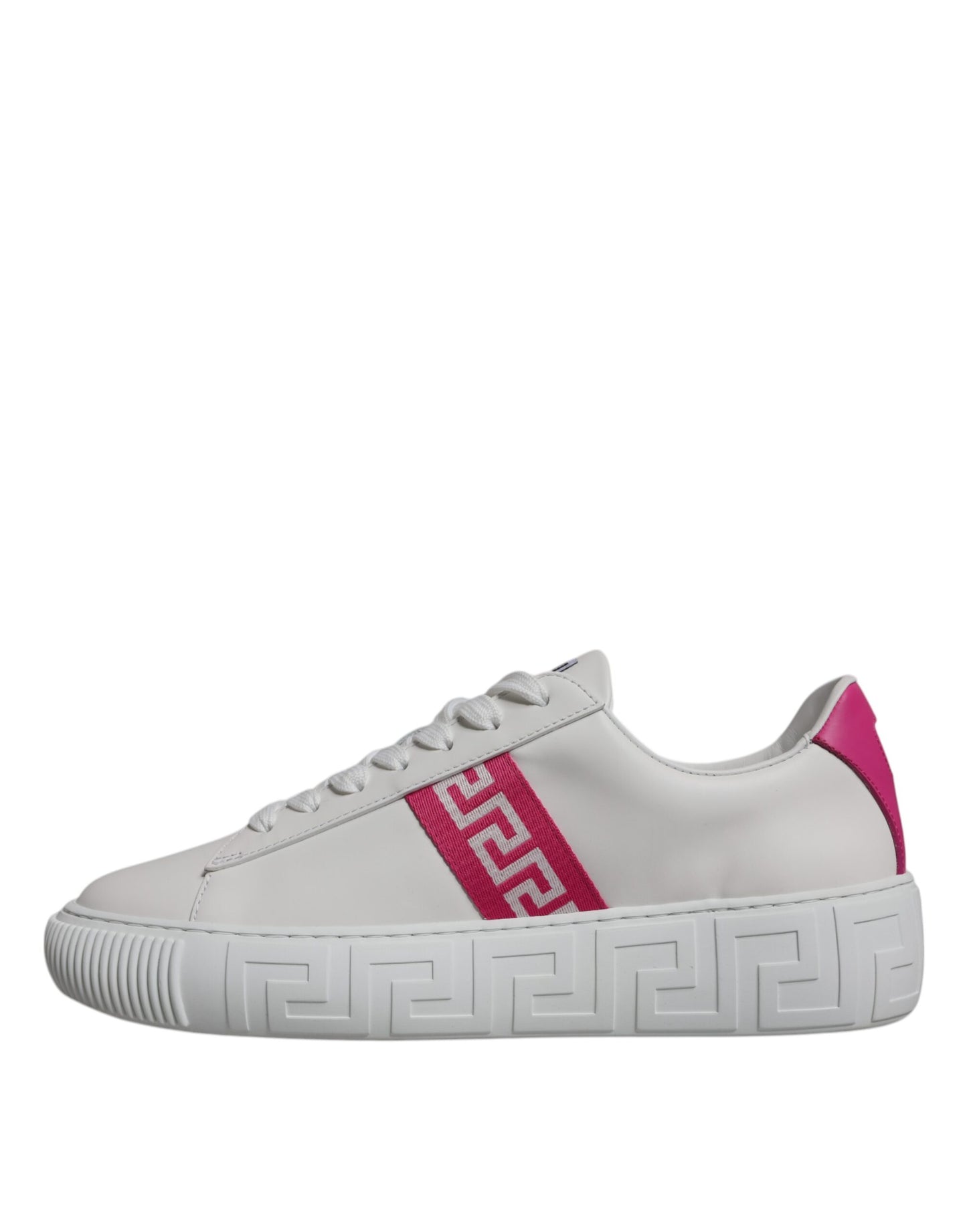 Versace Vita Rosa Greca Mönstrade Platå Låga Sneakers Skor