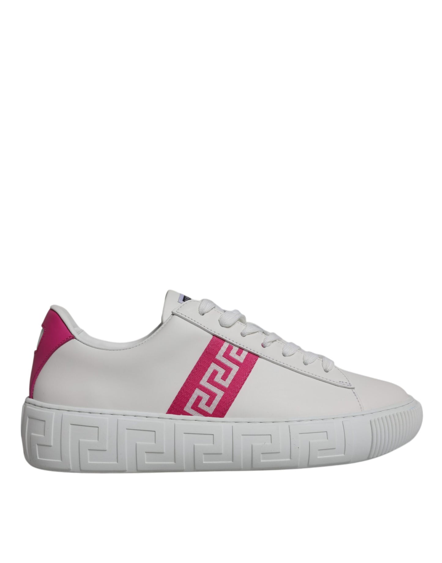 Versace Vita Rosa Greca Mönstrade Platå Låga Sneakers Skor