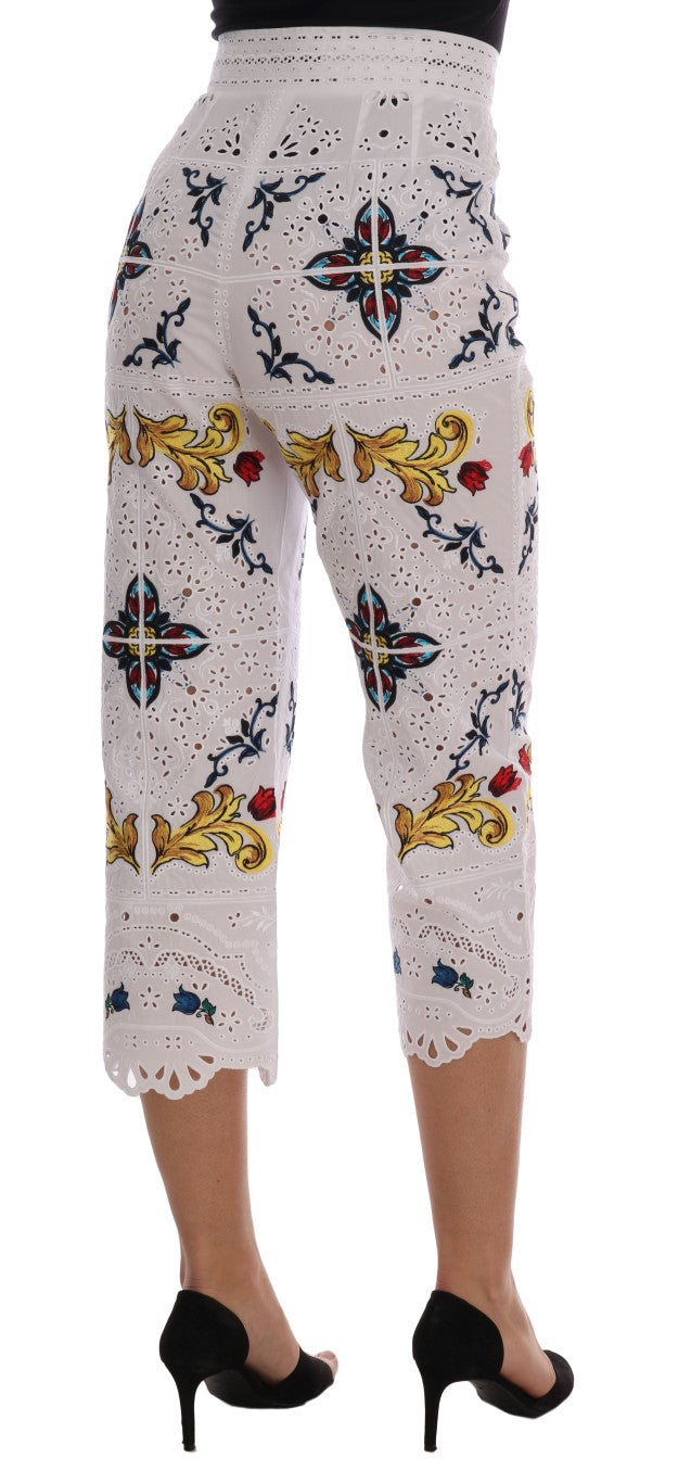 Dolce &amp; Gabbana Mulicolor Majolica Cutout Capri-byxor