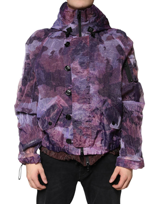 Dolce &amp; Gabbana Lila Kamouflage Hooded Herr Blousonjacka