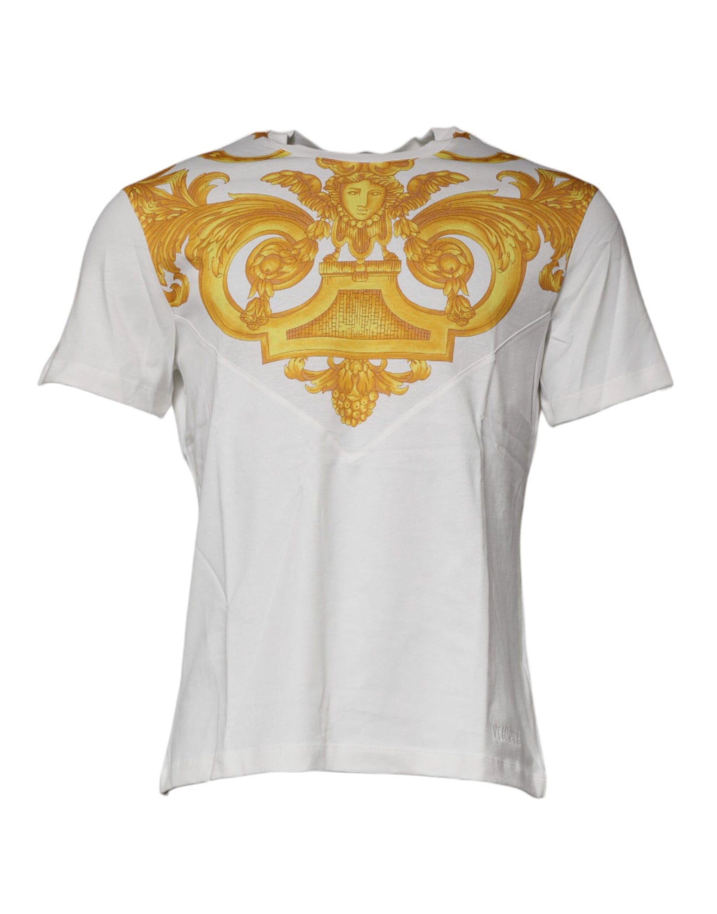 Versace Vit Medusa-tryckt bomulls-t-shirt med rund hals