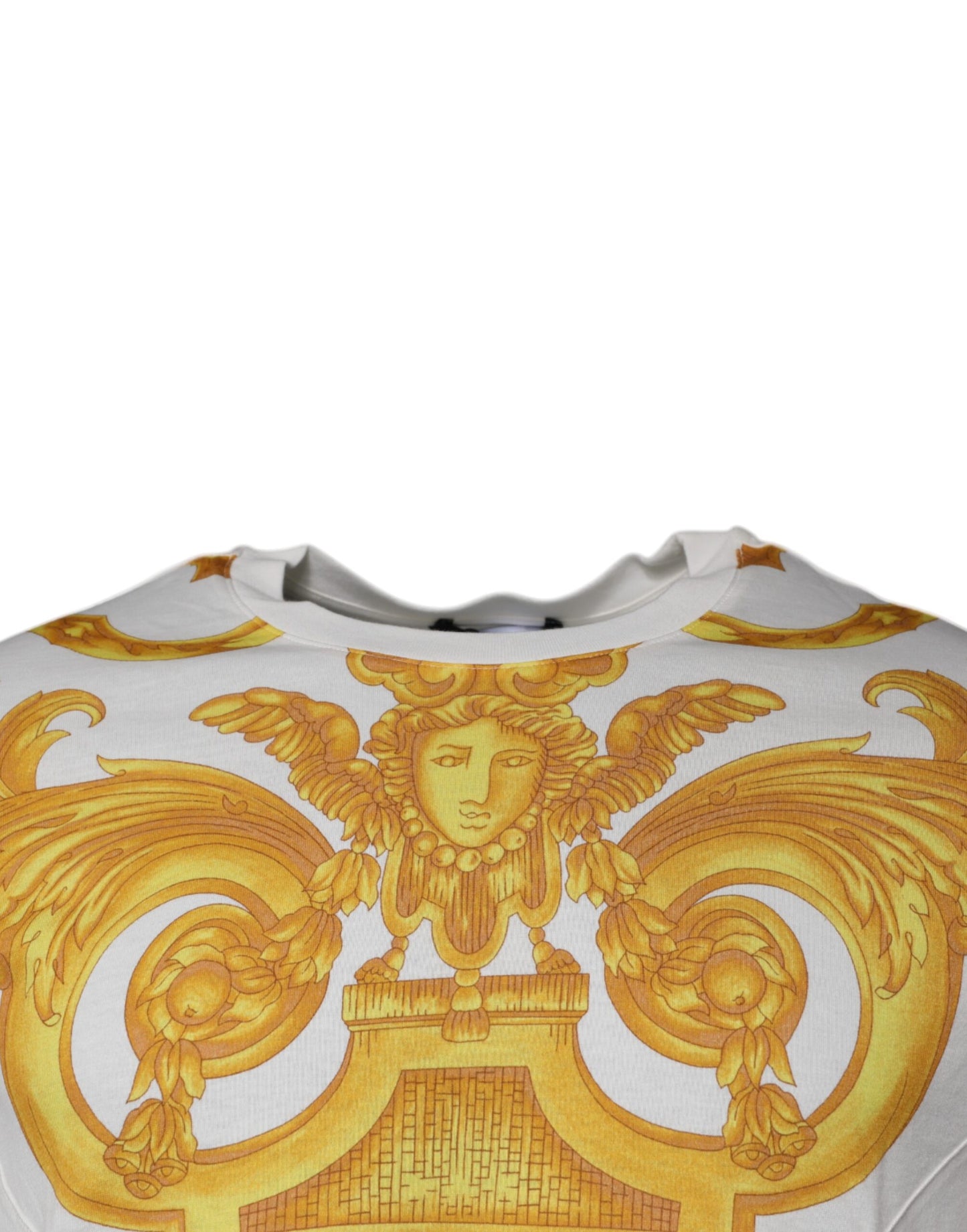 Versace Vit Medusa-tryckt bomulls-t-shirt med rund hals