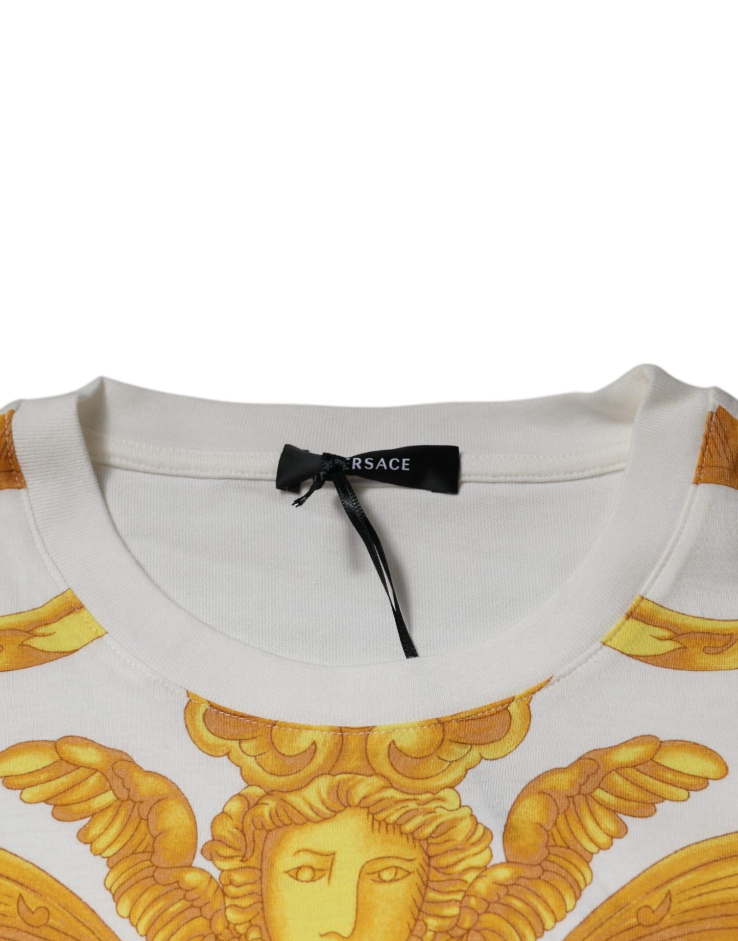 Versace Vit Medusa-tryckt bomulls-t-shirt med rund hals
