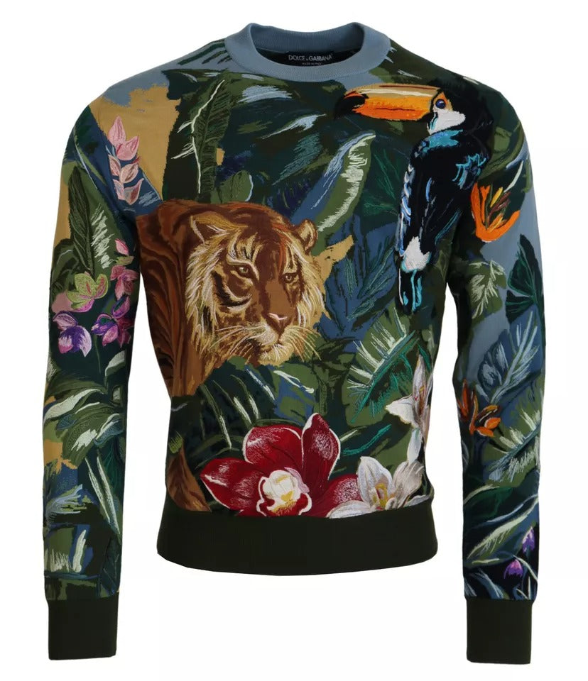 Dolce &amp; Gabbana Jungle Wool Sidentröja med Logotyp