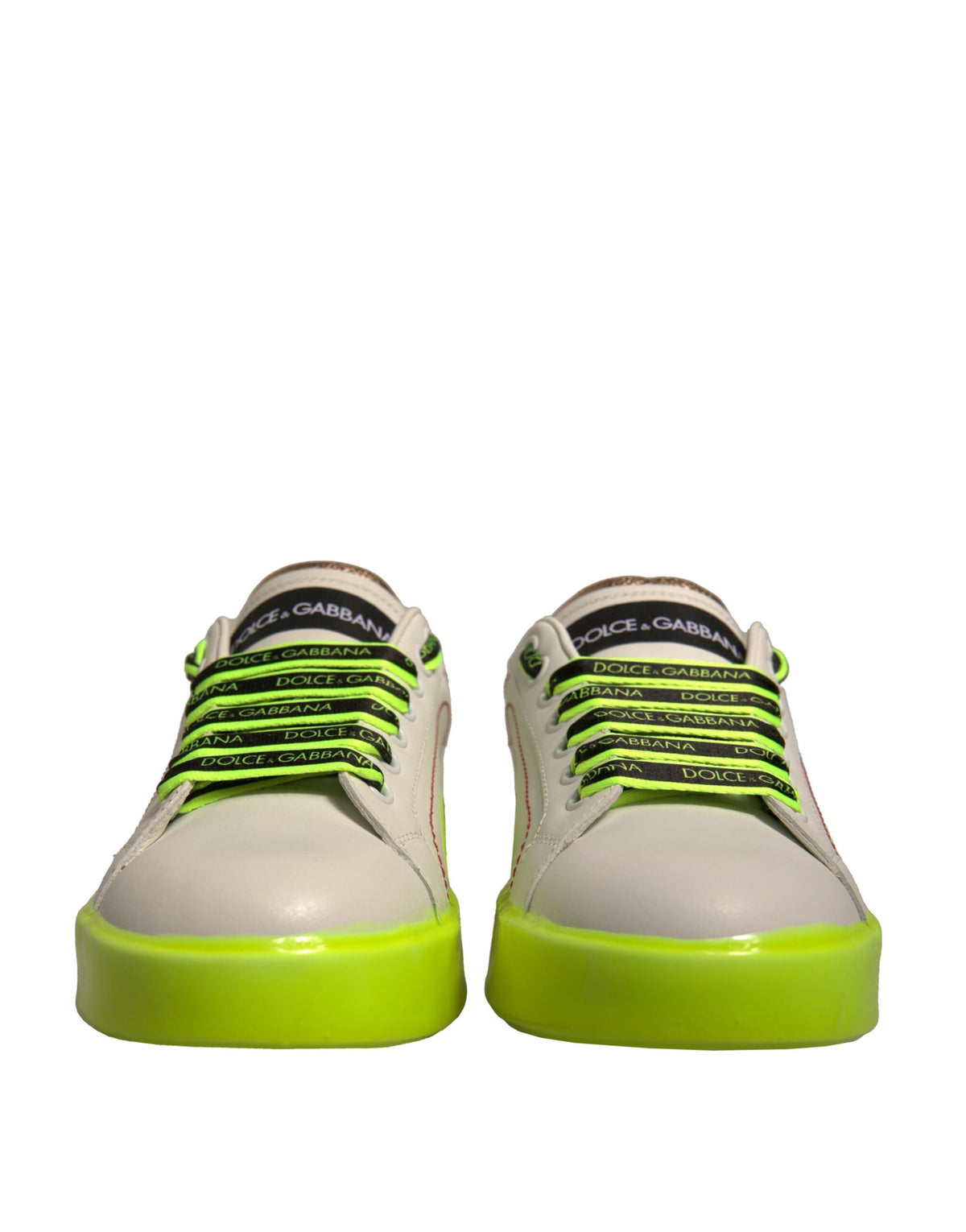 Dolce & Gabbana vita och gula Portofino sneakers i läder