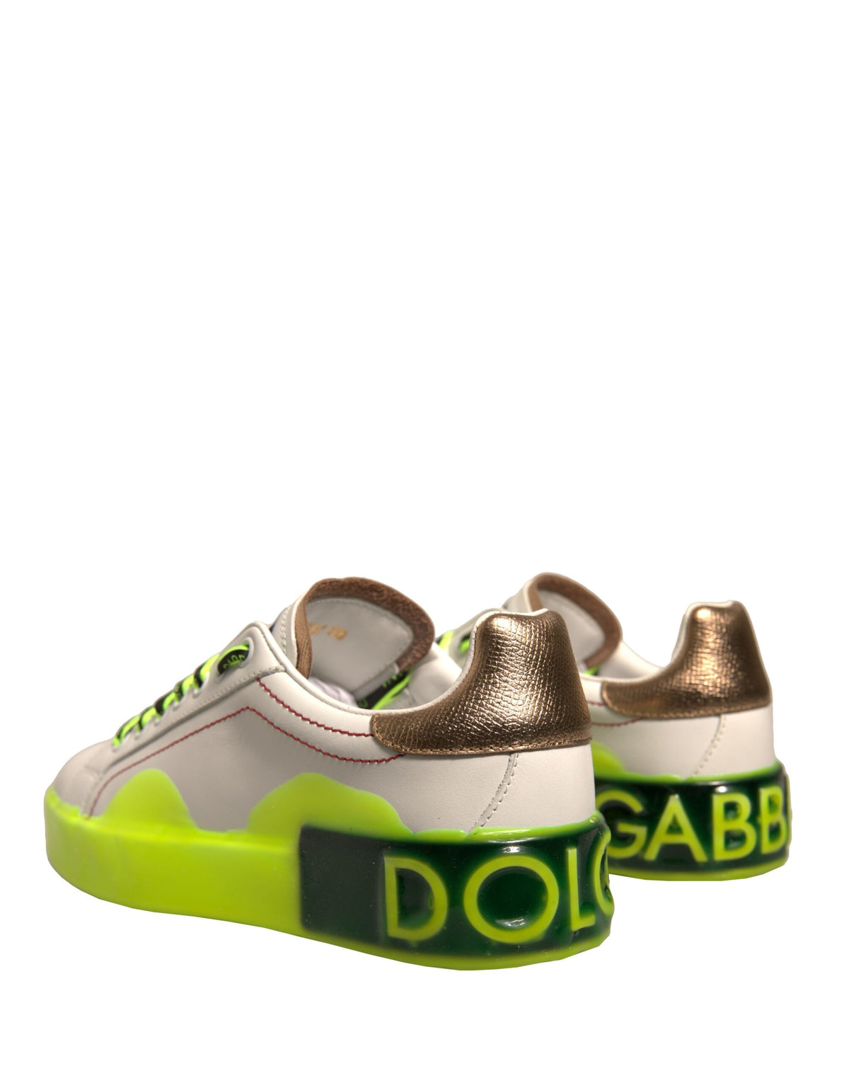 Dolce & Gabbana vita och gula Portofino sneakers i läder