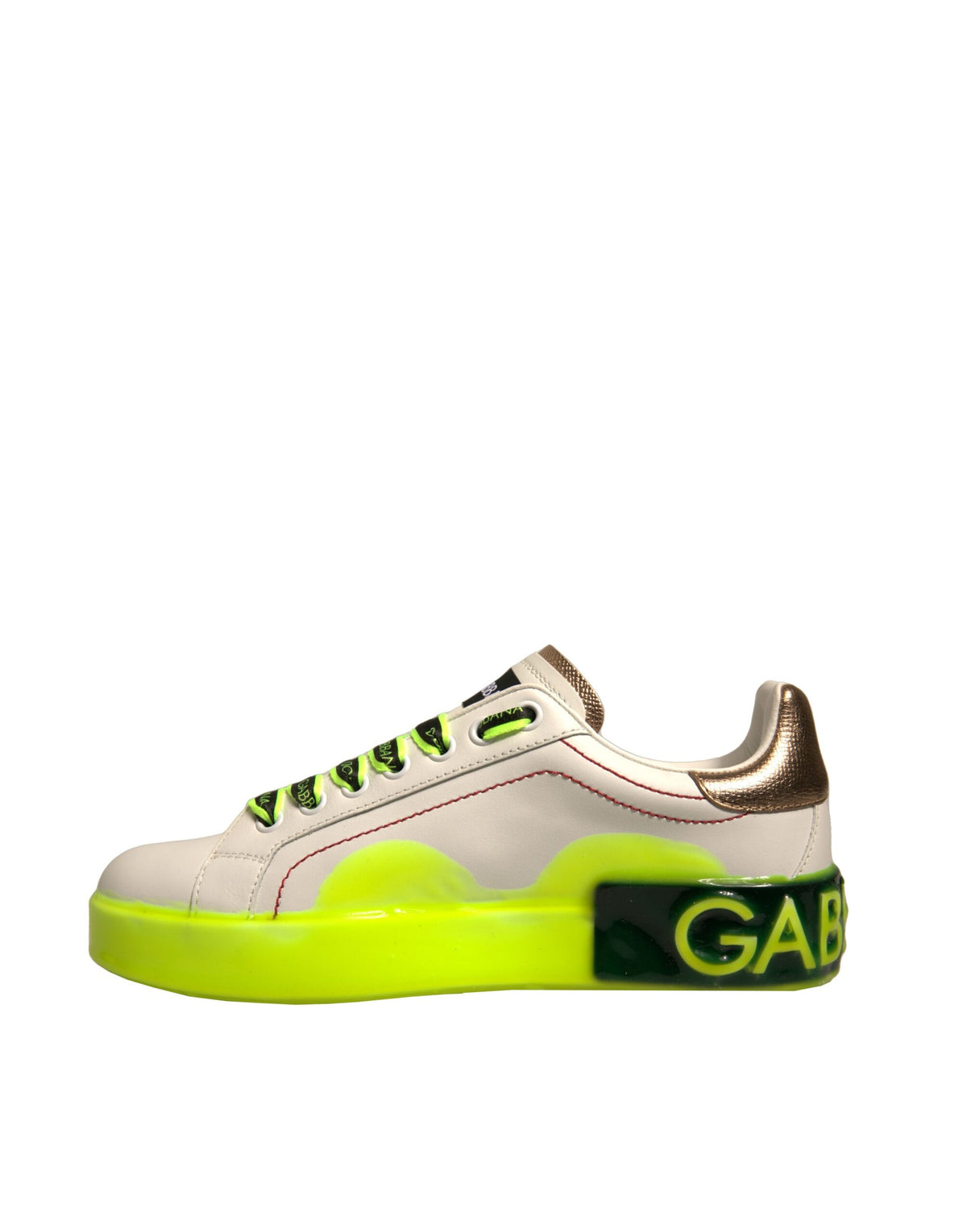 Dolce & Gabbana vita och gula Portofino sneakers i läder