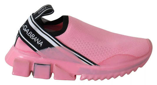 Dolce &amp; Gabbana Rosa Låga Sorrento Sneakers Slip On Casual Skor