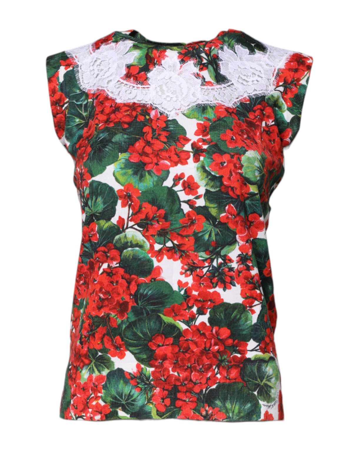Dolce & Gabbana flerfärgad ärmlös topp i blommig spets