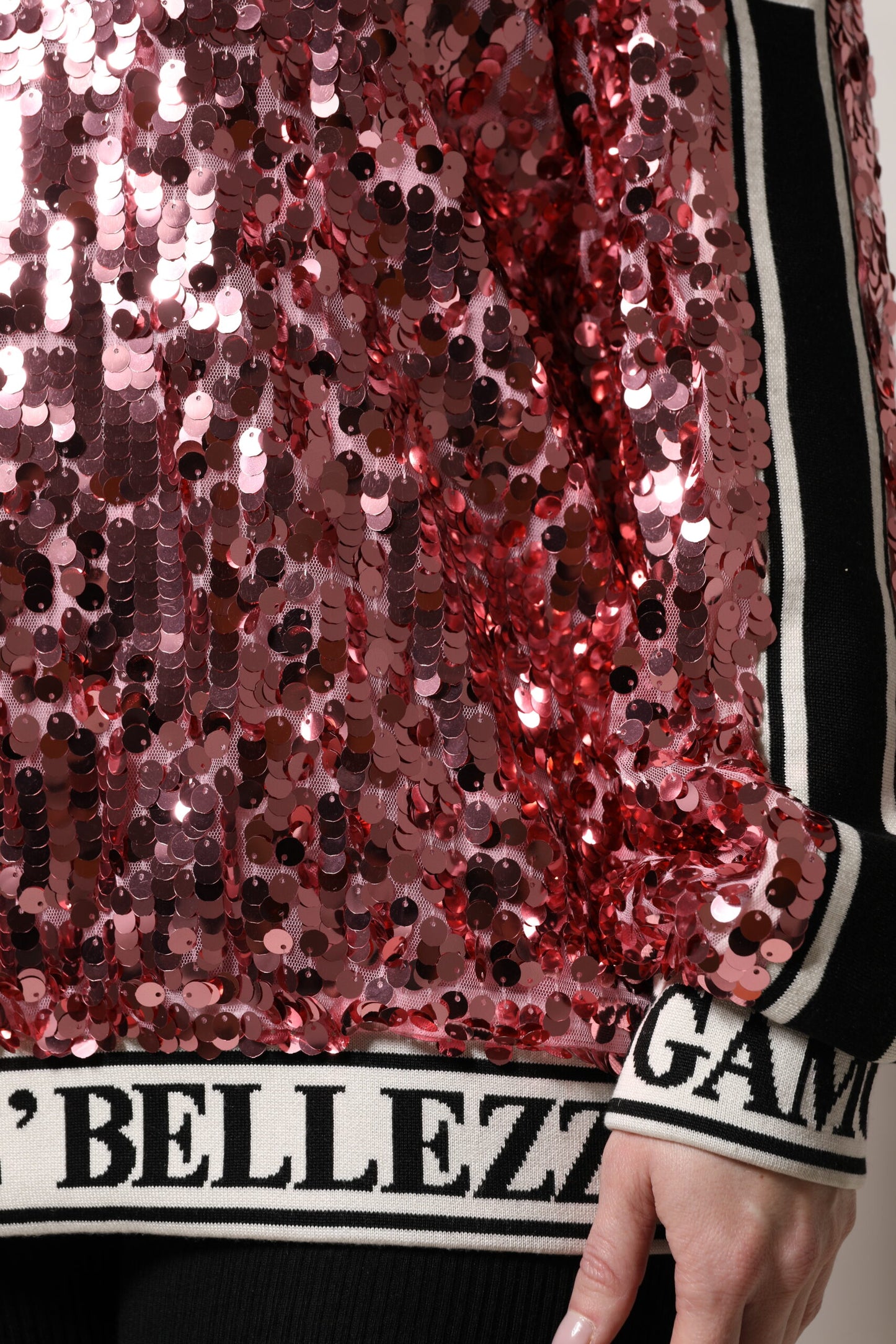 Dolce & Gabbana Pink DG Queen Sequin Pullover Sweater