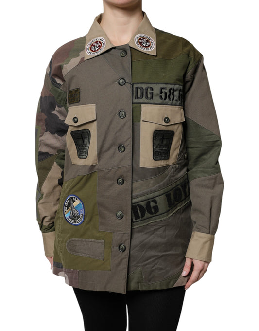 Dolce & Gabbana Military Green Cotton Button Down Jacket