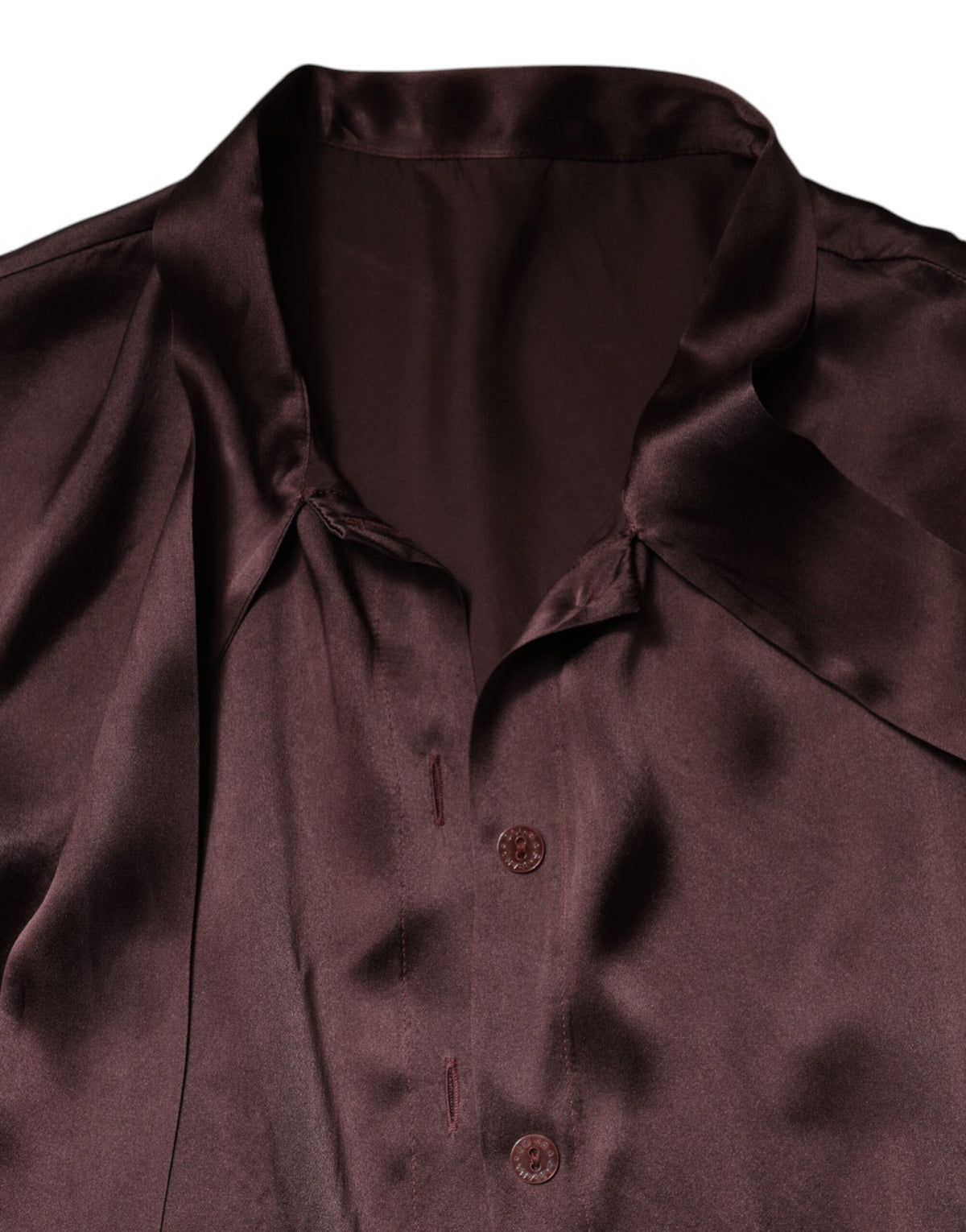 Dolce & Gabbana brun blus med ascot-krage och lång ärm
