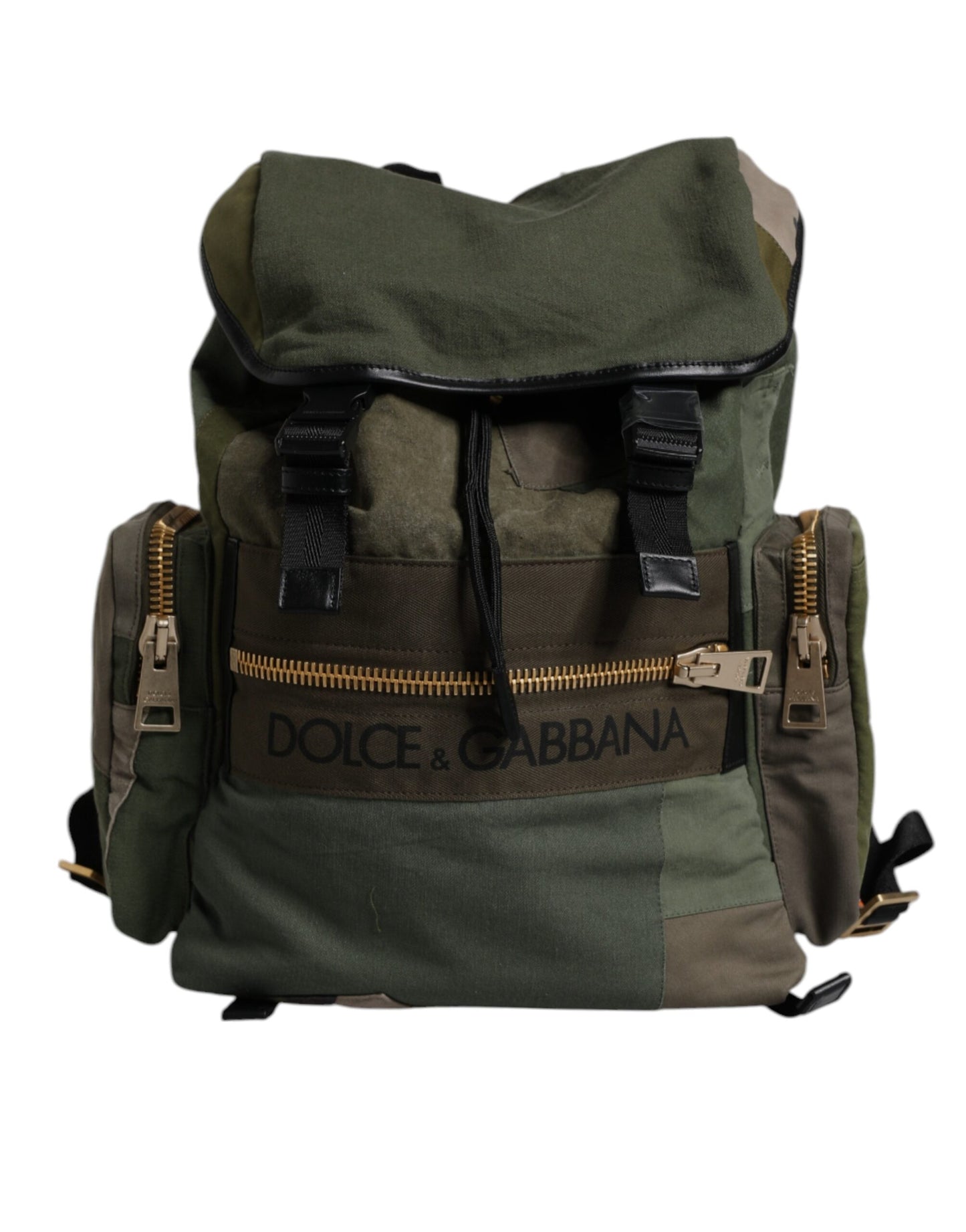 Dolce &amp; Gabbana Militärgrön Patchwork Skolryggsäck