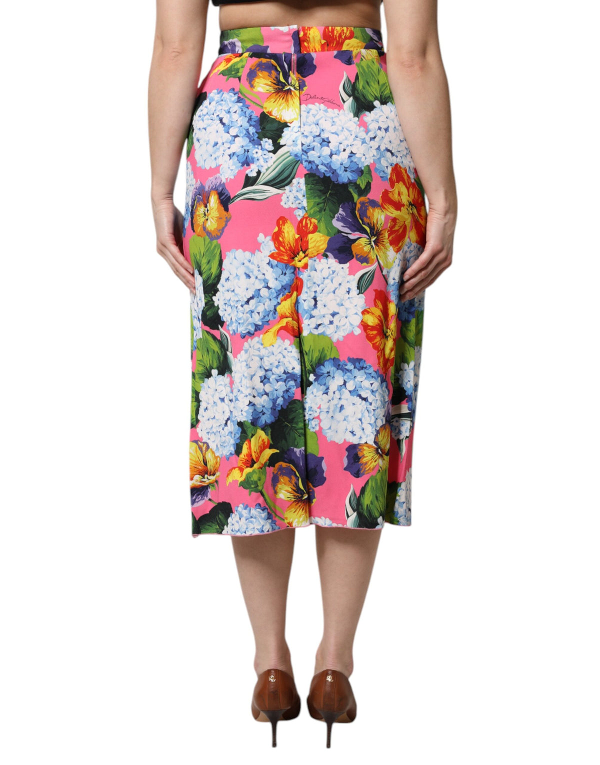 Dolce & Gabbana Multicolor Floral High Waist Midi Skirt
