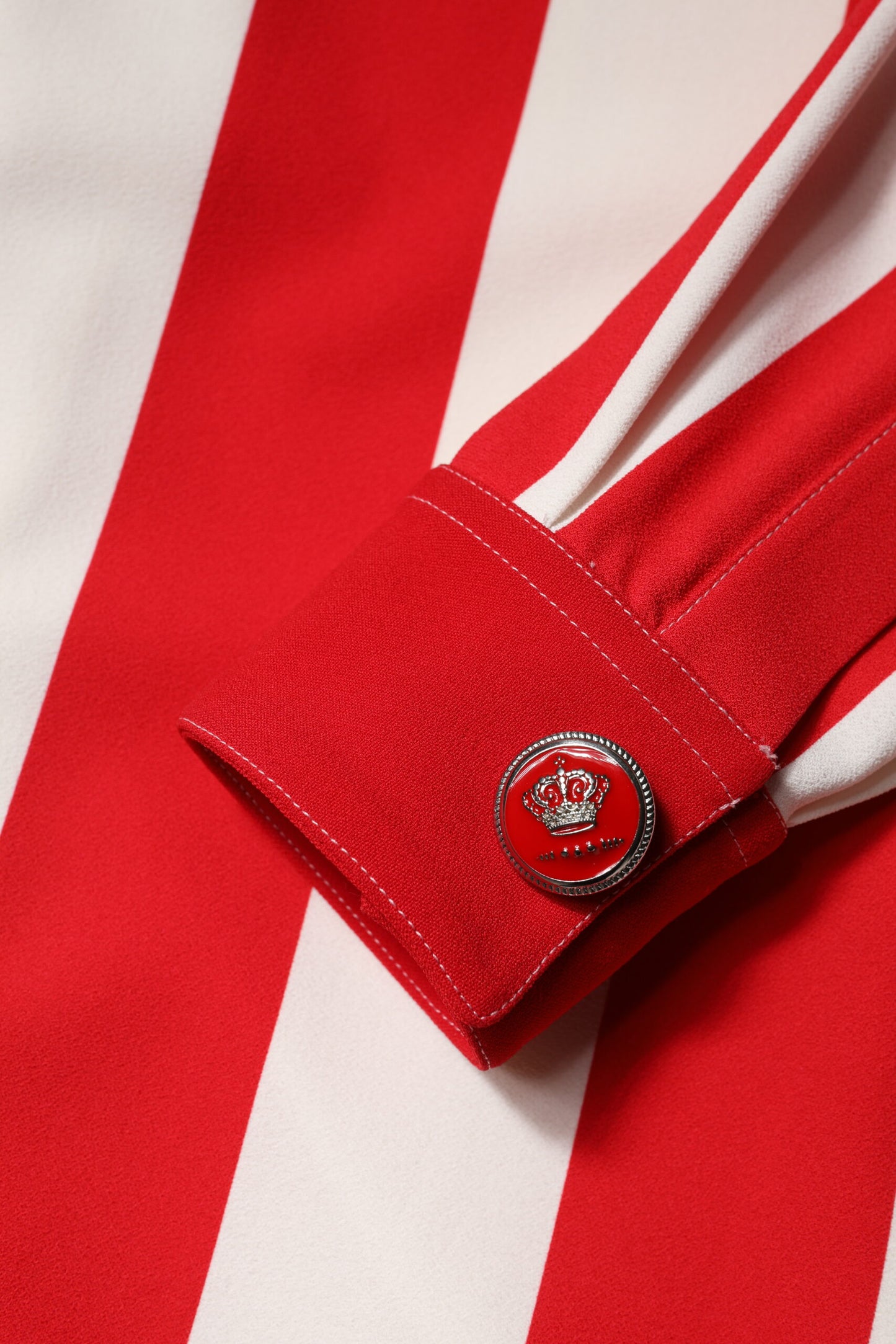 Dolce &amp; Gabbana Vit Röd Randig Långärmad Miniklänning