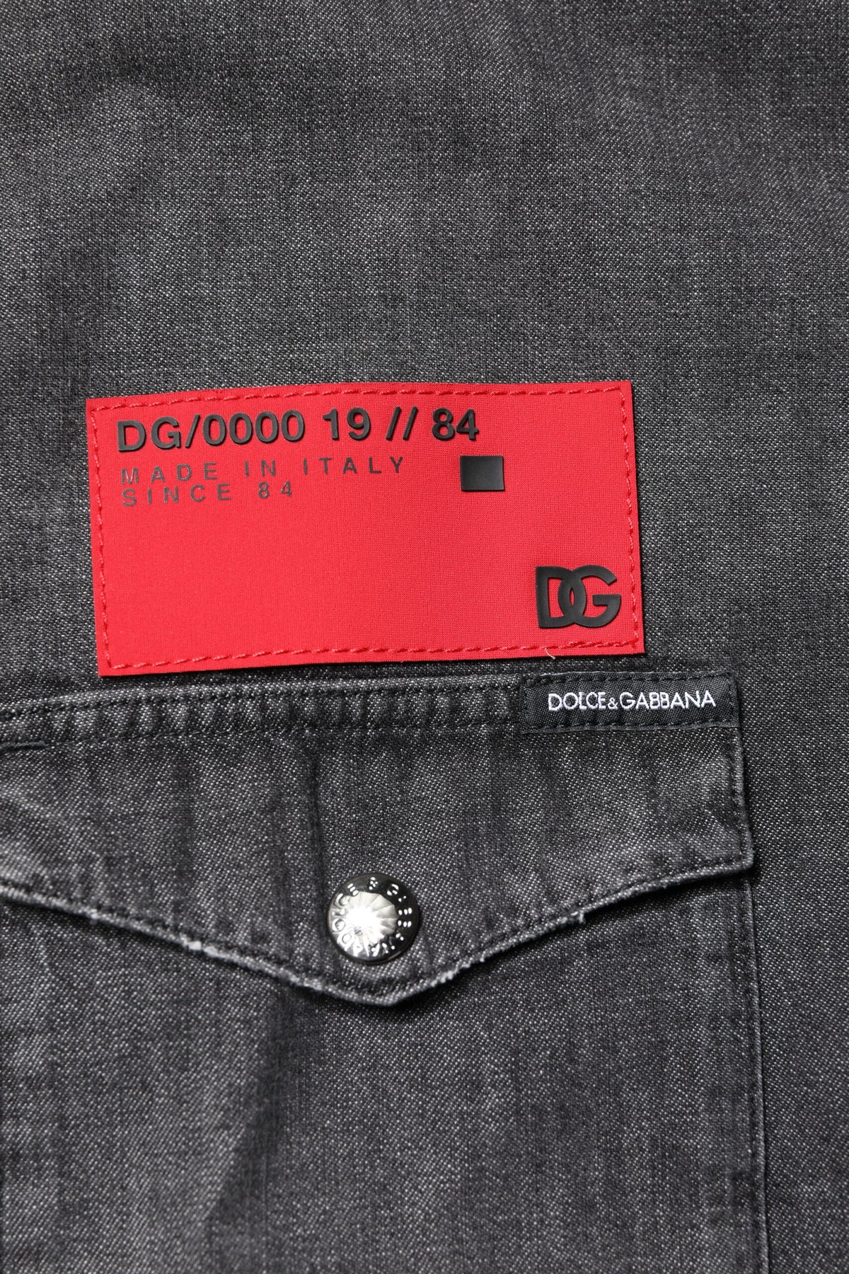 Dolce & Gabbana grå långärmad jeansskjorta med knäppning