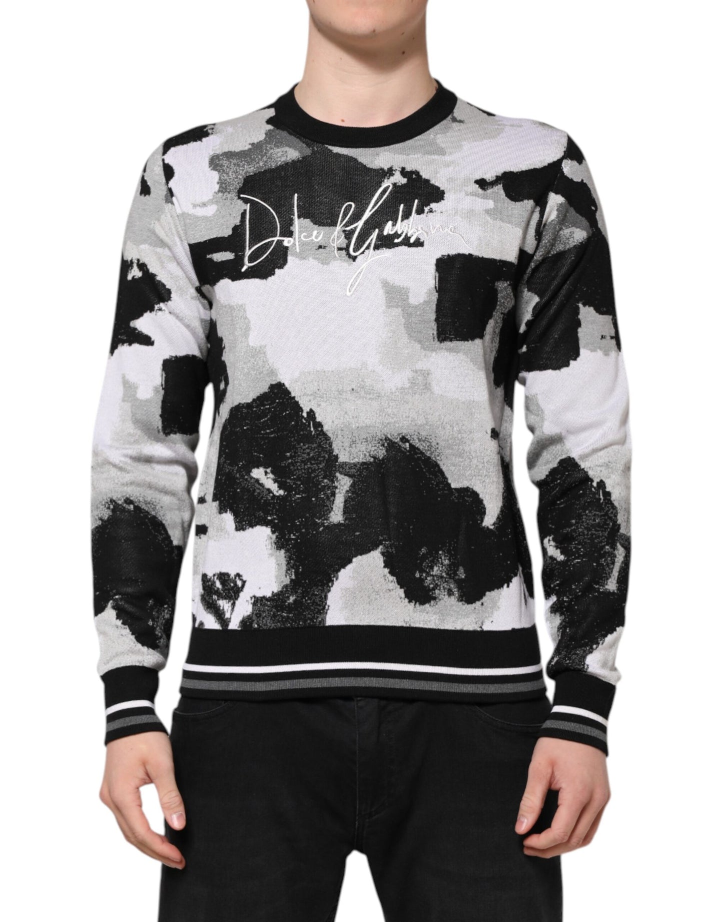 Dolce &amp; Gabbana Flerfärgad Siden Kamouflage Pullover Tröja
