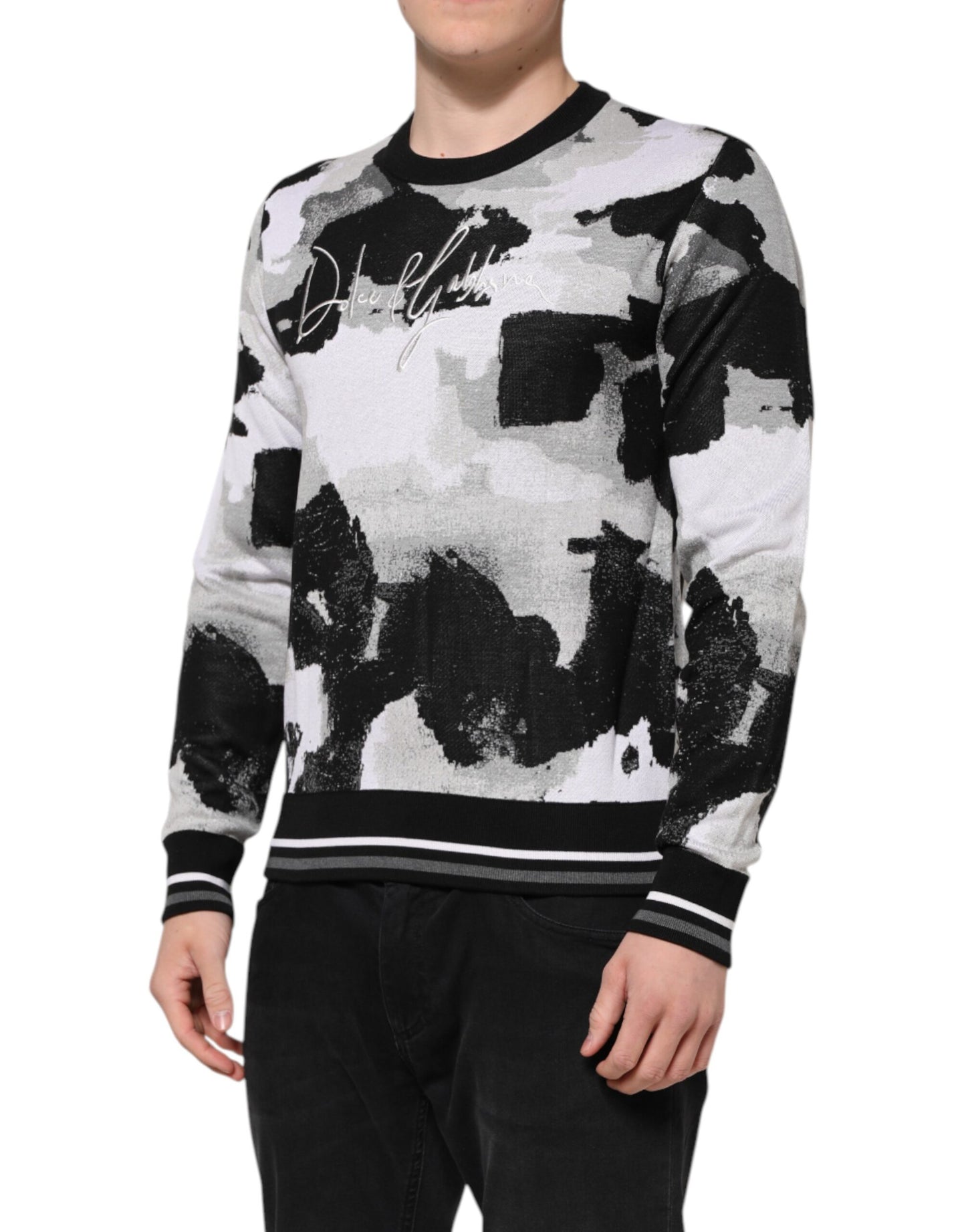 Dolce &amp; Gabbana Flerfärgad Siden Kamouflage Pullover Tröja