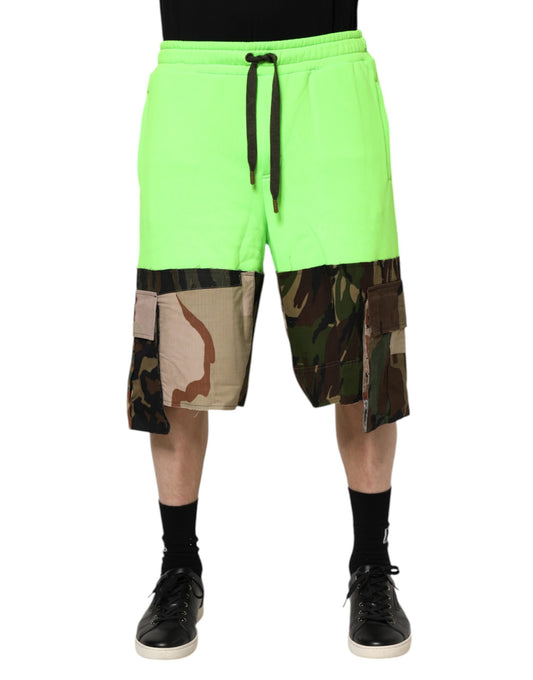 Dolce & Gabbana gröna patchwork cargo-bermudashorts för män