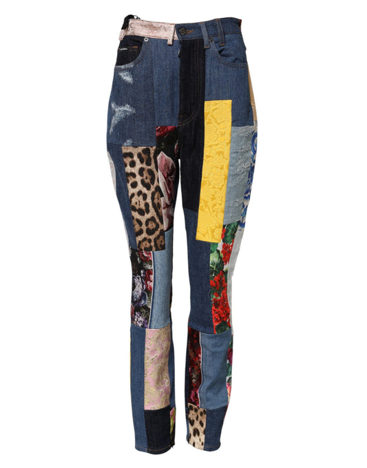 Dolce & Gabbana flerfärgade patchwork-jeans i skinny fit