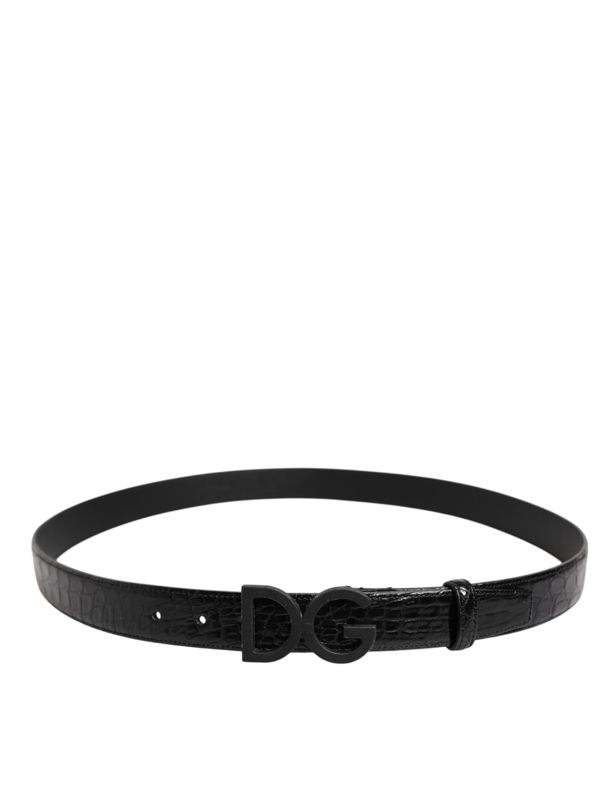 Dolce & Gabbana Black Leather Classic Metal DG Buckle Belt