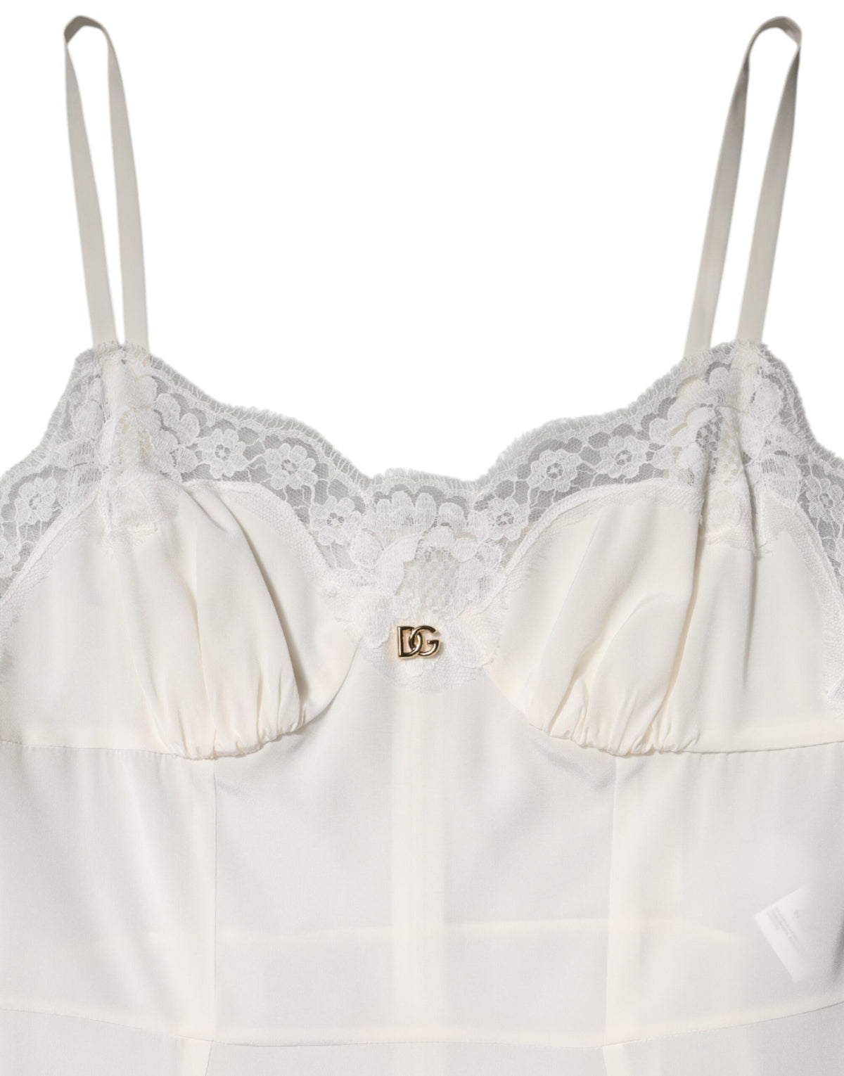 Dolce & Gabbana vit spetsklänning i siden med DG-logotyp (nattplagg)