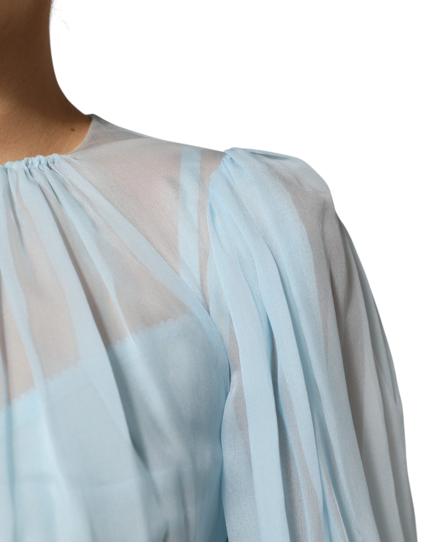 Dolce &amp; Gabbana Fuchsia Ljusblå Sidenklänning i Två Toner