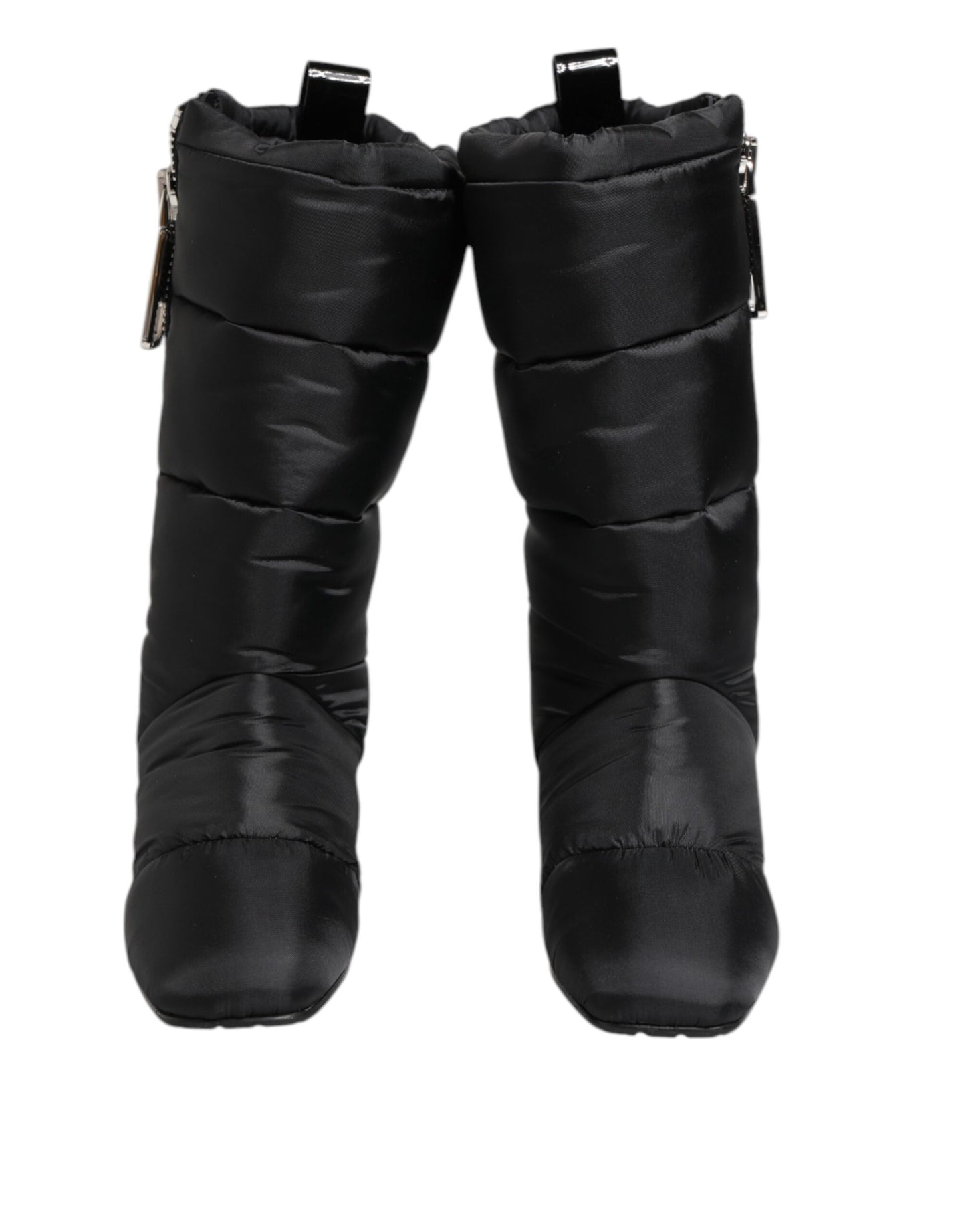 Dolce &amp; Gabbana Svarta Vadderade Stövlar Med Häl Och Logotyp