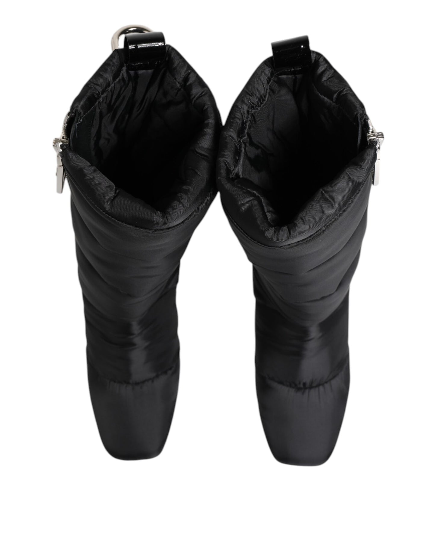 Dolce &amp; Gabbana Svarta Vadderade Stövlar Med Häl Och Logotyp