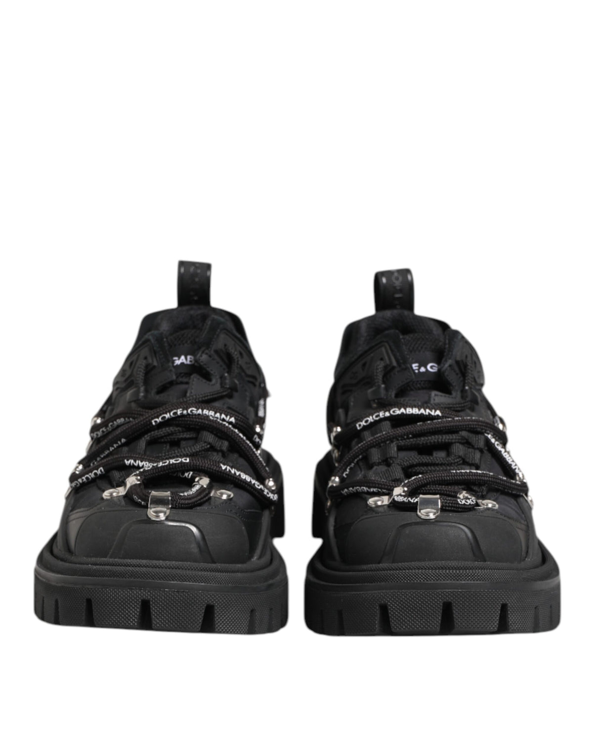 Dolce & Gabbana svarta sneakers med snörning och trekking-stil