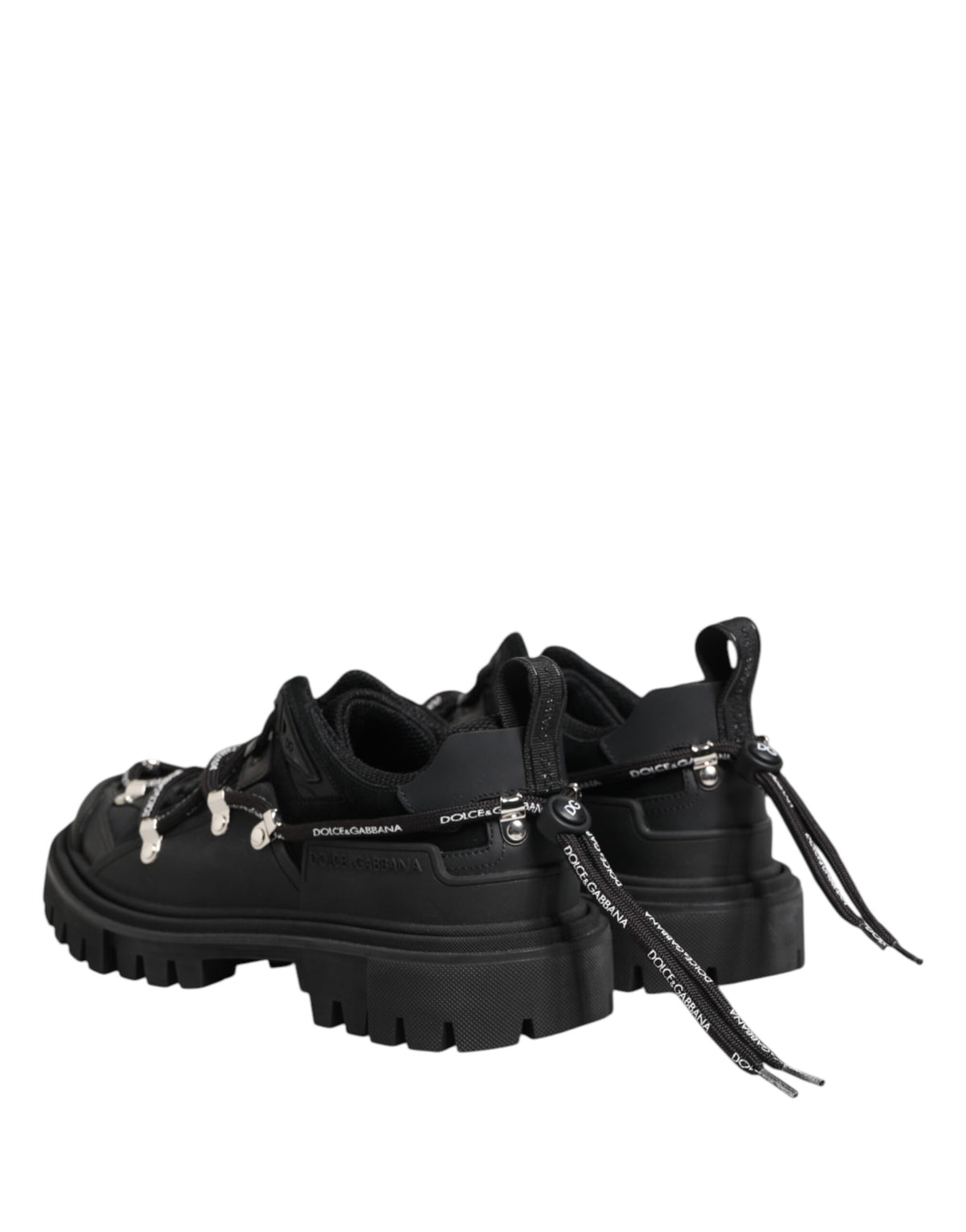 Dolce & Gabbana svarta sneakers med snörning och trekking-stil