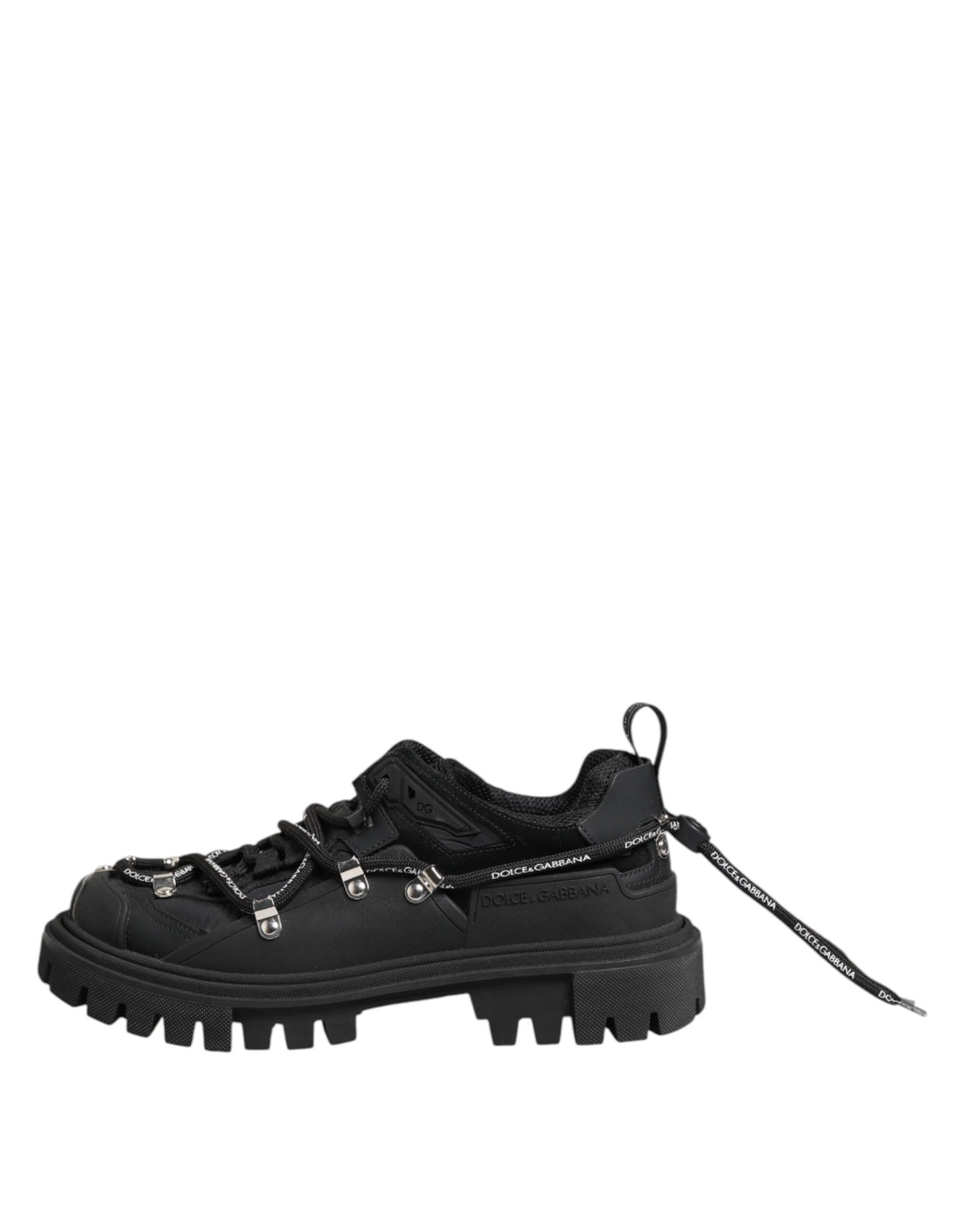 Dolce & Gabbana svarta sneakers med snörning och trekking-stil