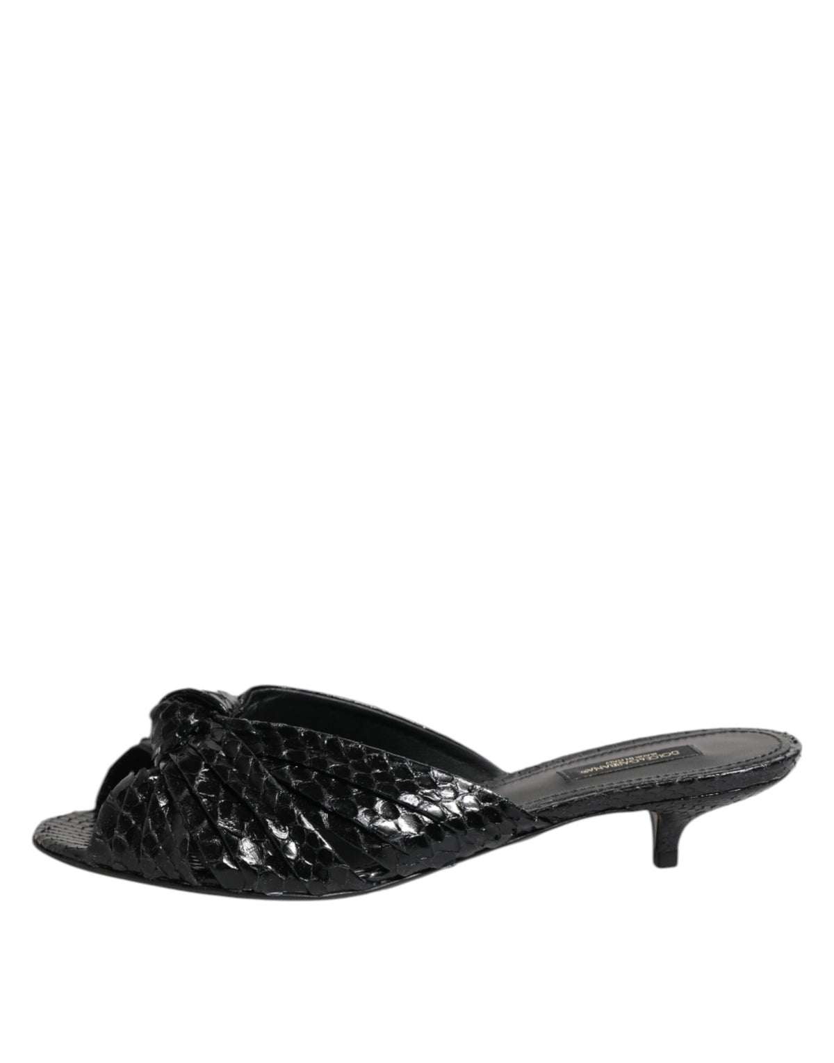 Dolce & Gabbana Black Leather Heels Slides Sandals Shoes