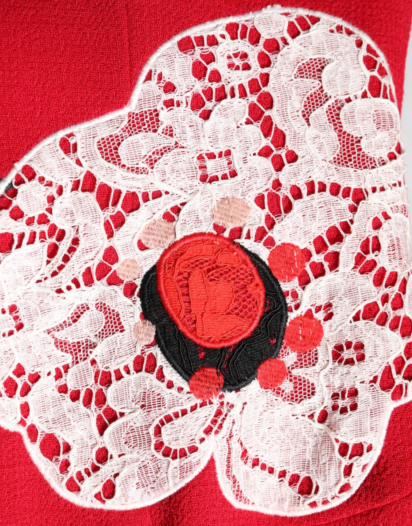 Dolce &amp; Gabbana Röd Spets Blommig Applikation A-linje Miniklänning