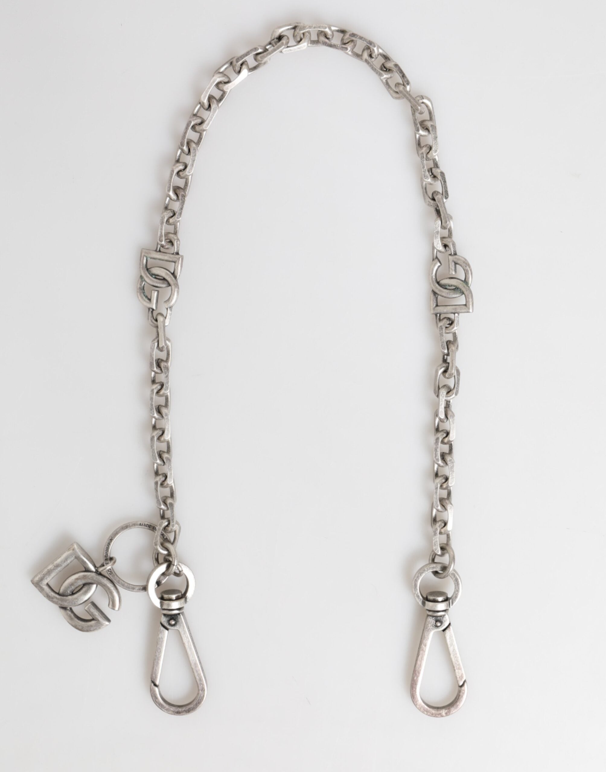 Dolce & Gabbana Silver Tone Brass DG Logo Detailing Chain Men