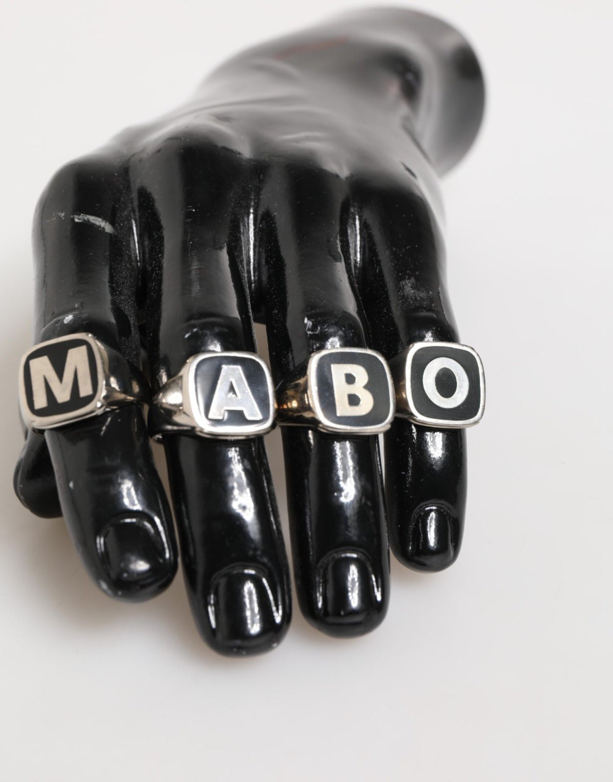 Dolce & Gabbana 5-delars justerbart ringset med bokstäver i silverfärgad mässing