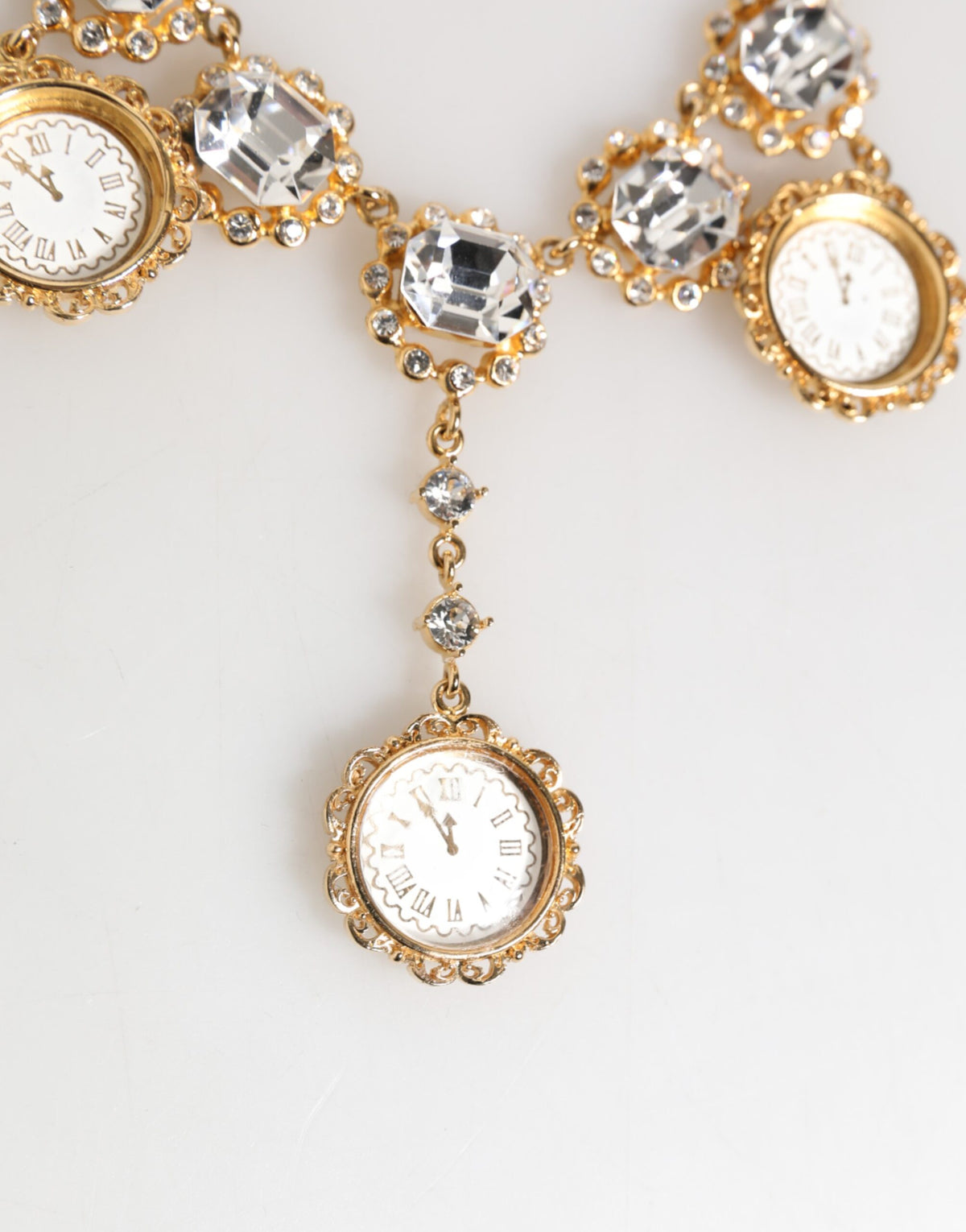 Dolce & Gabbana guld klockhänge med kristaller statementhalsband