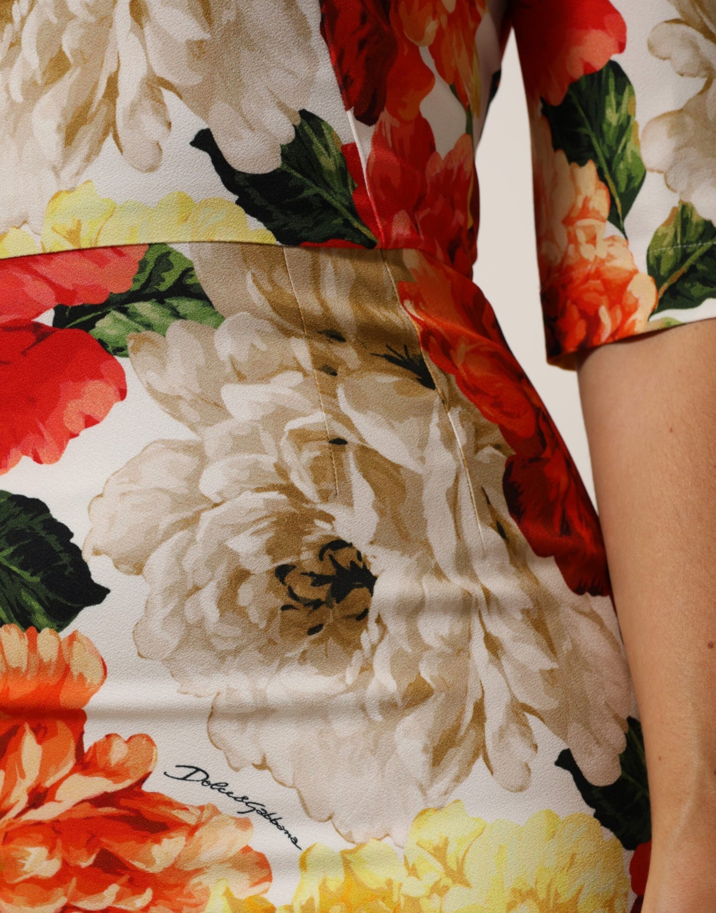 Dolce & Gabbana Multicolor Floral Print Viscose Sheath Dress