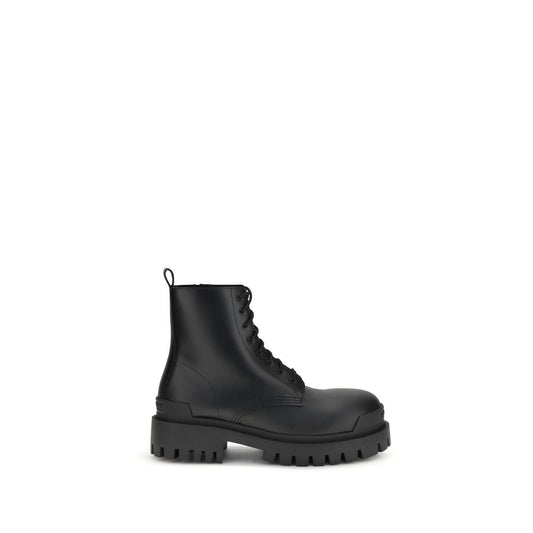 Balenciaga Black Calf Leather Lace-Up Boots