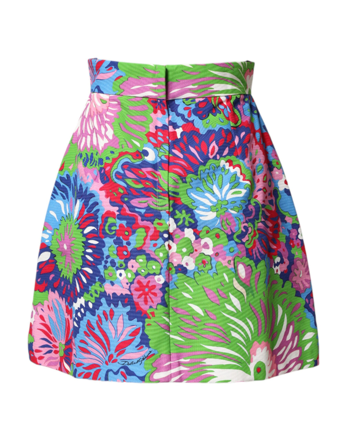 Dolce & Gabbana flerfärgade blommiga minishorts med hög midja och knappar