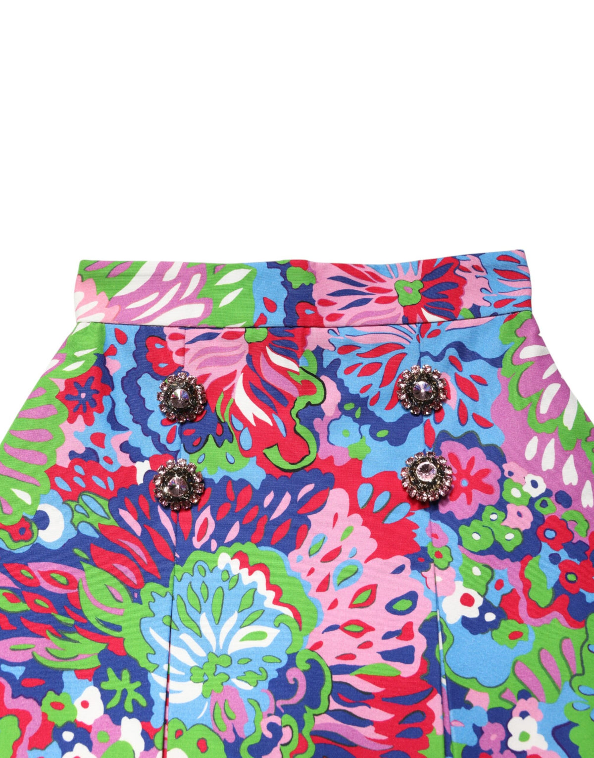 Dolce & Gabbana flerfärgade blommiga minishorts med hög midja och knappar