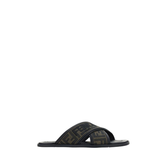 Fendi Black Calf Leather Bos Taurus Sandals