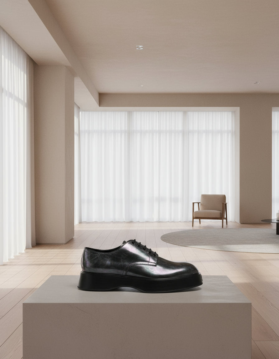 Black stylist leather shoe from farshafa.com